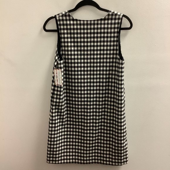 Tilton Designer Black & White Checkered Wool Sleeveless Dress Size Small - Picture 3 of 4